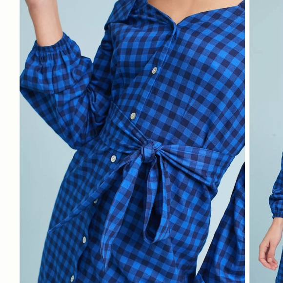 Anthropologie Beautiful Blue off-the-shoulder dress by Guest Editor brand - Picture 3 of 11